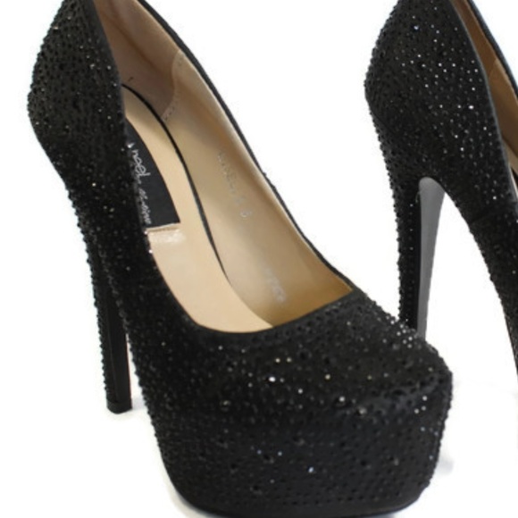 Highest Heel  Giselle Black Satin Platform Size 5 - Picture 3 of 7